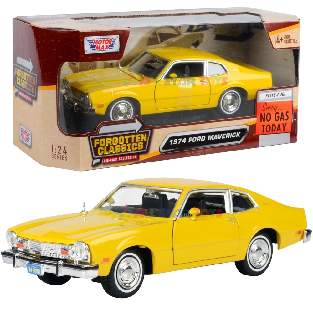 1974‎ FORD MAVERICK YELLOW 1/24 DIECAST MODEL CAR BY MOTORMAX